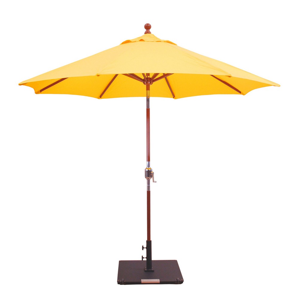 Galtech International-23227-9 Double Pulley Octagonal Umbrella 27: Lemon Yellow DW: Dark Wood Suncrylic - Quick Ship