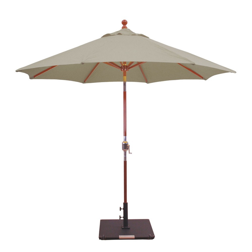 Galtech International-23249-9 Double Pulley Octagonal Umbrella 49: Cocoa DW: Dark Wood Sunbrella Solid Colors - Quick Ship