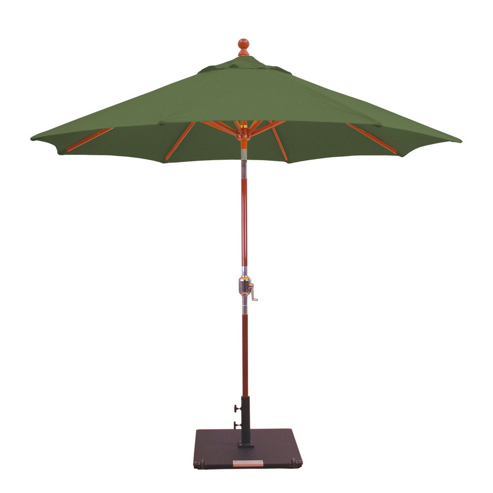 Galtech International-23252-9 Double Pulley Octagonal Umbrella 52: Forest Green DW: Dark Wood Sunbrella Solid Colors - Quick Ship
