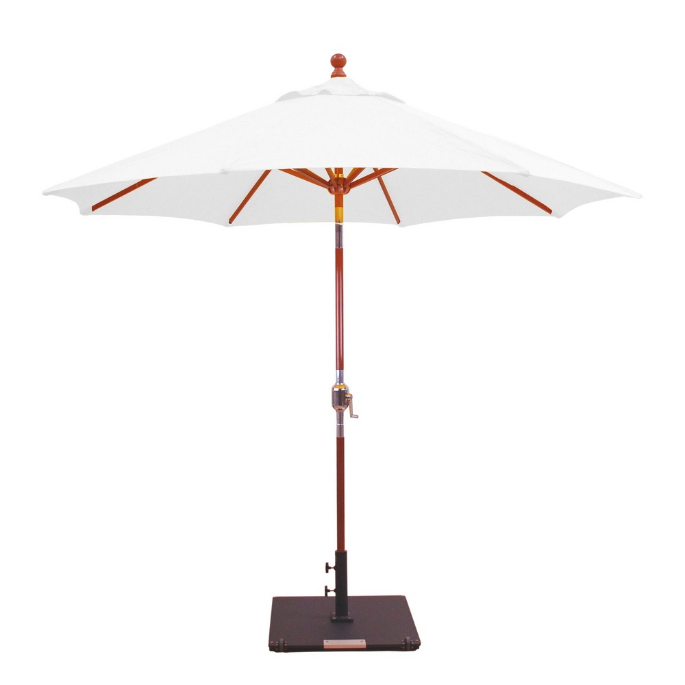 Galtech International-23254-9 Double Pulley Octagonal Umbrella 54: Natural DW: Dark Wood Sunbrella Solid Colors - Quick Ship