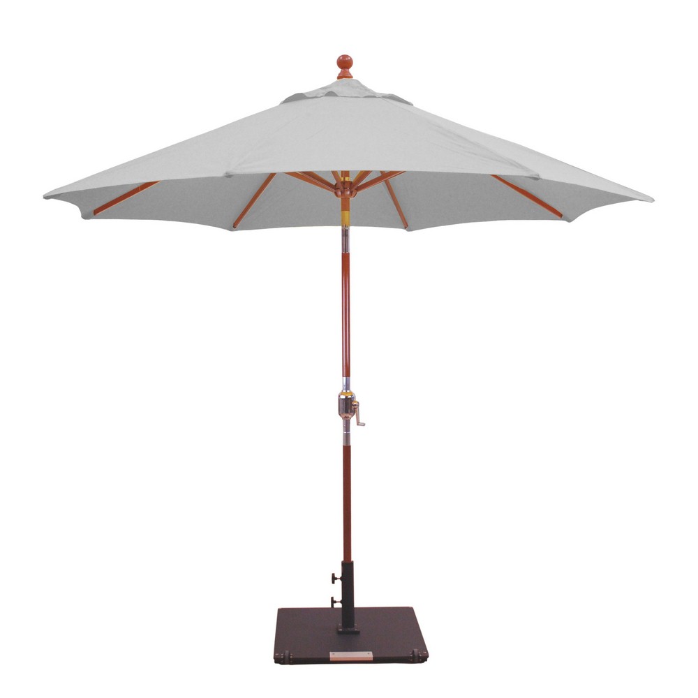 Galtech International-23255-9 Double Pulley Octagonal Umbrella 55: Taupe DW: Dark Wood Sunbrella Solid Colors - Quick Ship