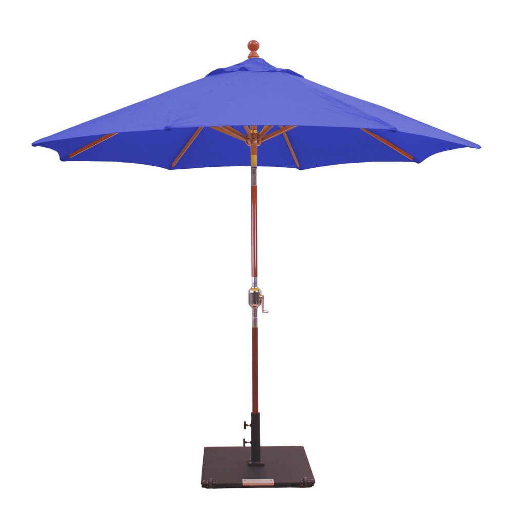 Galtech International-23273-Cafe Bistro & Condos - 7.5 Octagon Umberalla 73: True Blue DW: Dark Wood Sunbrella Solid Colors - Quick Ship