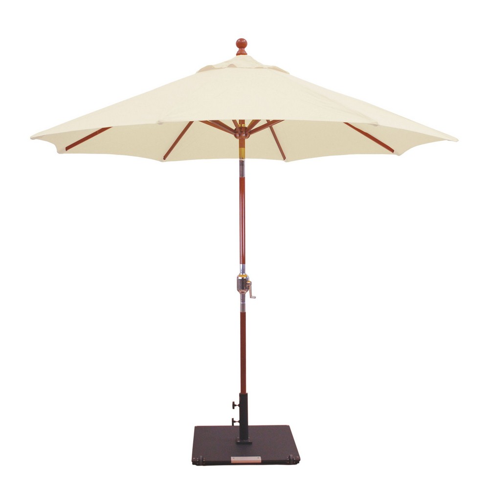 Galtech International-23278-9 Double Pulley Octagonal Umbrella Sunbrella Solid Colors Vellum Sunbrella Patterns - Quick Ship