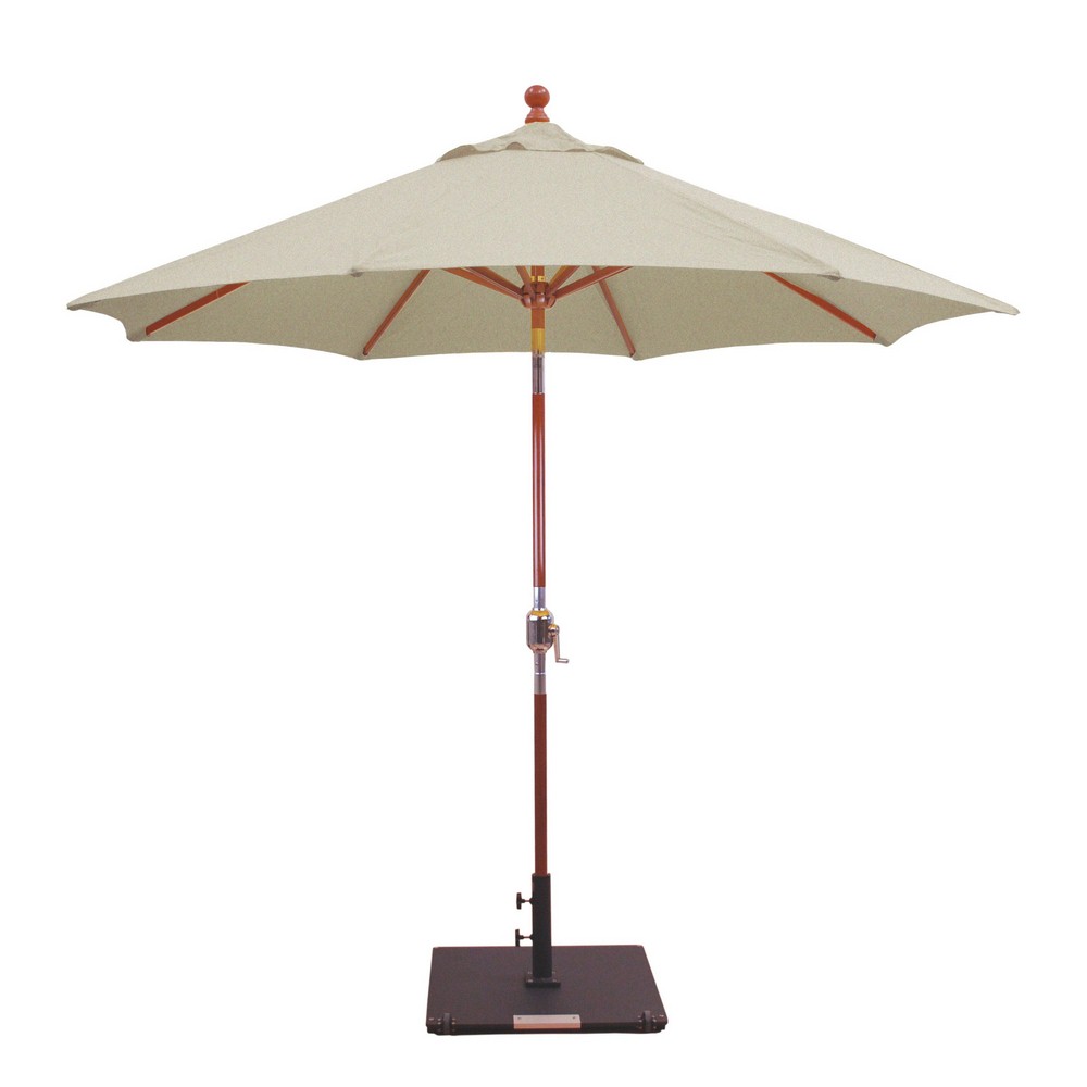 Galtech International-23287-9 Double Pulley Octagonal Umbrella 87: Champagne Linen DW: Dark Wood Sunbrella Patterns - Quick Ship