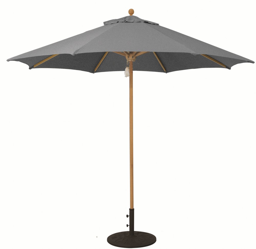 Galtech International-532tk66-Designer - 9 Round Quad Pulley Umbrella Sunbrella Solid Colors Coal Sunbrella Patterns - Quick Ship