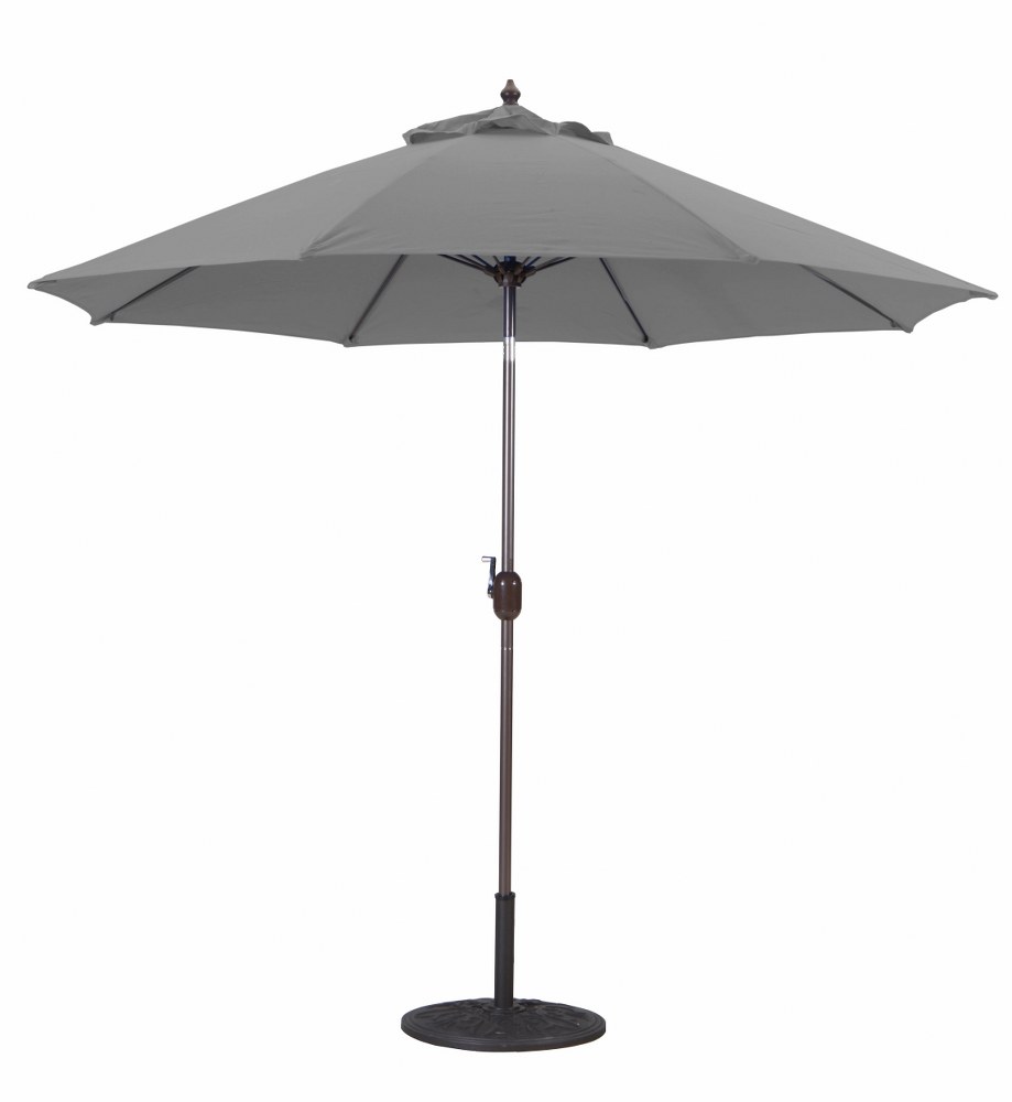 Galtech International-636mb66-9 Manual Tilt Octagonal Aluminum Umbrella Sunbrella Solid Colors Coal Sunbrella Patterns - Quick Ship