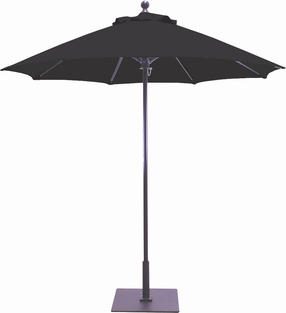 Galtech International-725BK20-Manual Lift - 7.5 Round Umbrella Suncrylic Black Sunbrella Solid Colors - Quick Ship