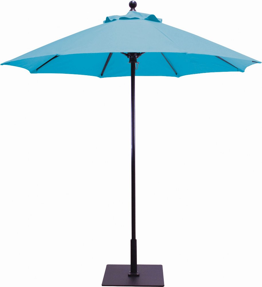 Galtech International-725BK23-Manual Lift - 7.5 Round Umbrella Suncrylic Caribbean Blue Sunbrella Solid Colors - Quick Ship