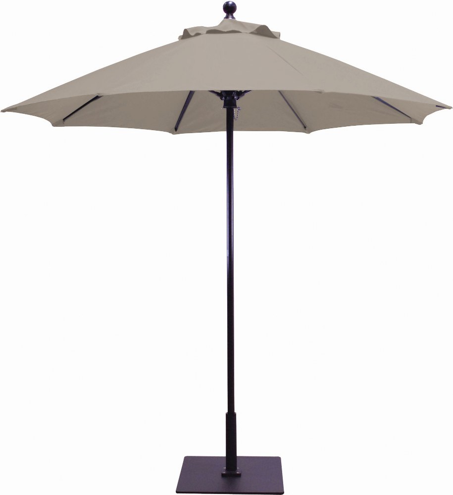 Galtech International-725BK49-Manual Lift - 7.5 Round Umbrella Sunbrella Solid Colors Cocoa Sunbrella Solid Colors - Quick Ship