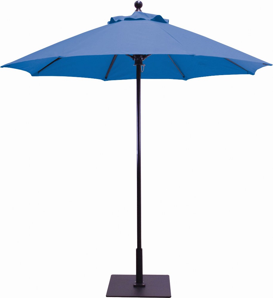 Galtech International-725BK53-Manual Lift - 7.5 Round Umbrella Sunbrella Solid Colors Pacific Blue Sunbrella Solid Colors - Quick Ship