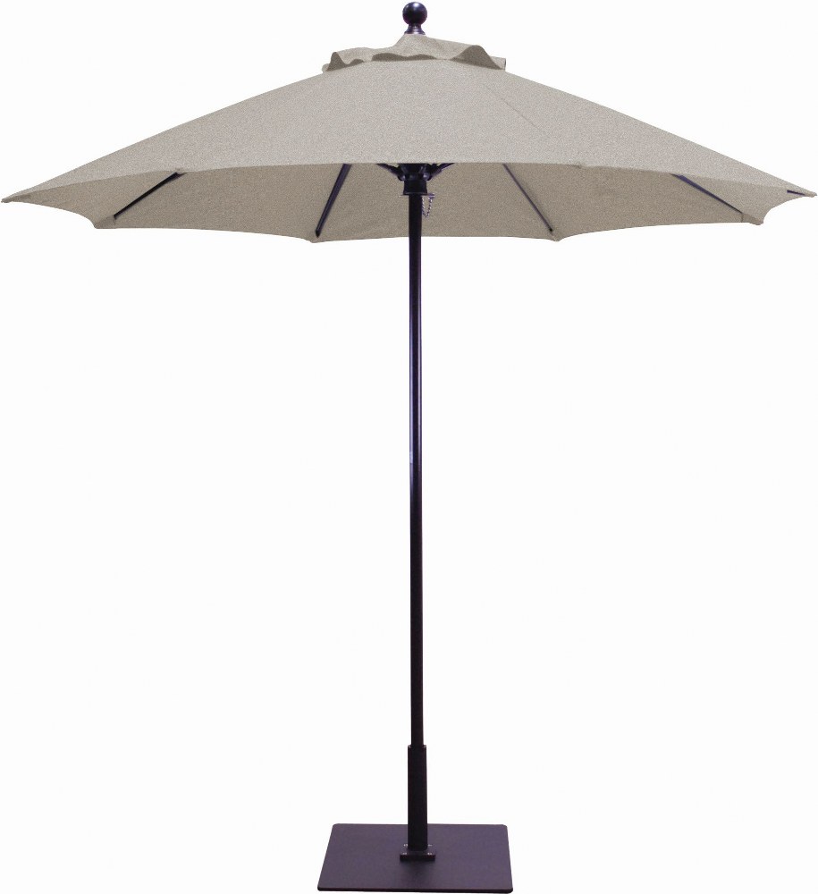 Galtech International-725W76-Manual Lift - 7.5 Round Umbrella 76: Heather Beige W: White Sunbrella Solid Colors - Quick Ship