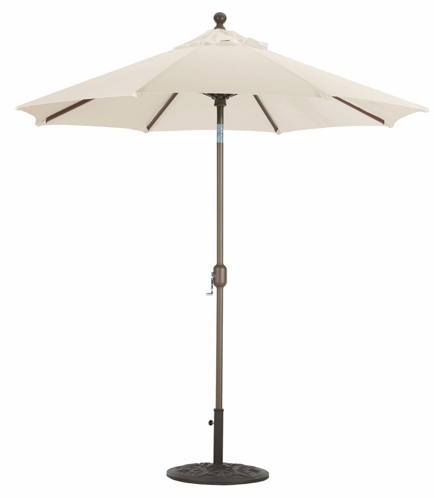 Galtech International-727ab42-Deluxe Auto Tilt - 7.5 Round Umbrella Sunbrella Solid Colors Flax Sunbrella Solid Colors - Quick Ship