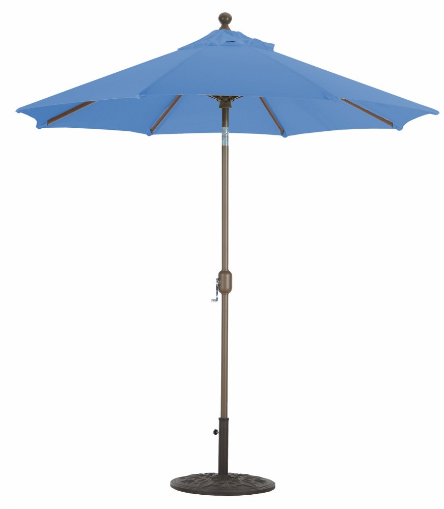 Galtech International-727W53-Deluxe Auto Tilt - 7.5&#039; Round Umbrella Sunbrella Solid Colors Pacific Blue Sunbrella Solid Colors - Quick Ship