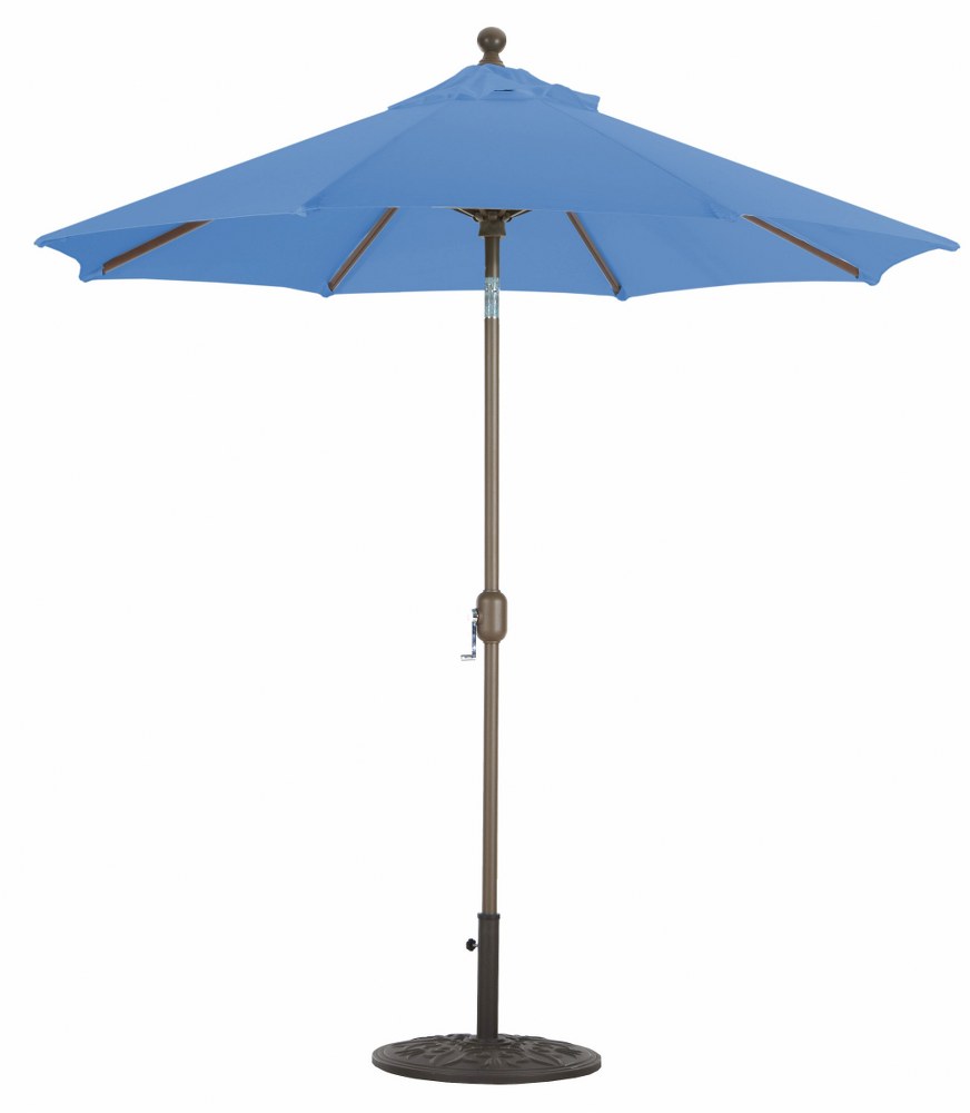 Galtech International-727SR53-Deluxe Auto Tilt - 7.5 Round Umbrella Sunbrella Solid Colors Pacific Blue Sunbrella Solid Colors - Quick Ship