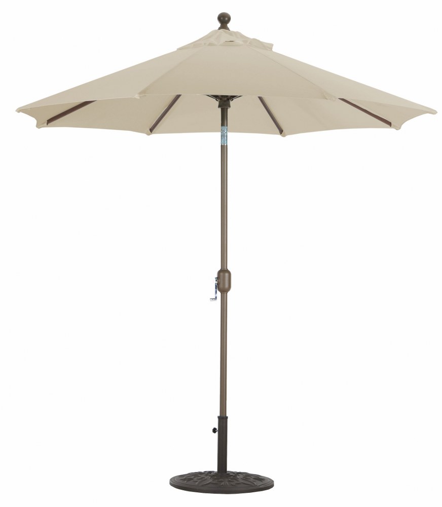 Galtech International-727SR59-Deluxe Auto Tilt - 7.5 Round Umbrella Sunbrella Solid Colors Antique Beige Sunbrella Solid Colors - Quick Ship