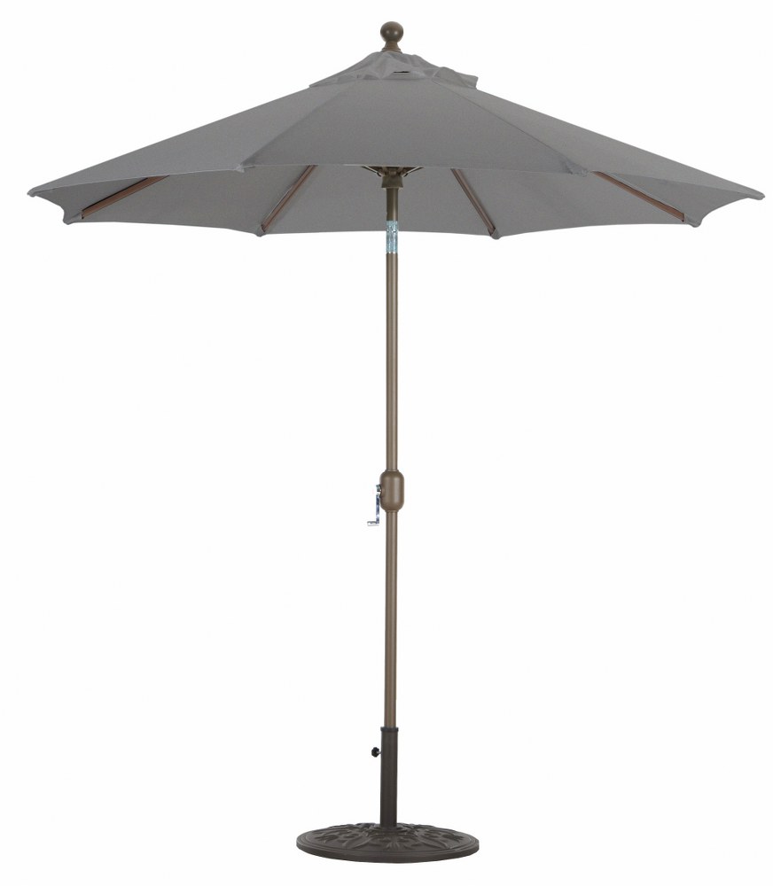 Galtech International-727ab66-Deluxe Auto Tilt - 7.5 Round Umbrella Sunbrella Solid Colors Coal Sunbrella Solid Colors - Quick Ship