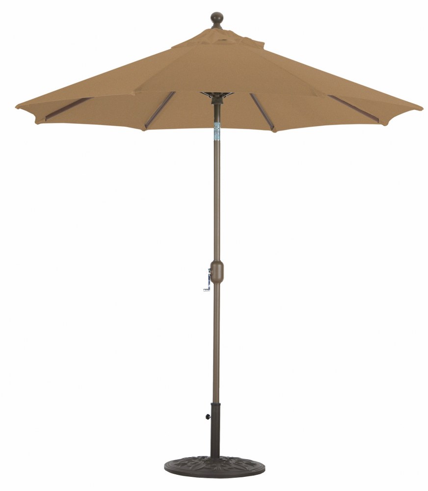 Galtech International-727W68-Deluxe Auto Tilt - 7.5&#039; Round Umbrella Sunbrella Solid Colors Teak Sunbrella Solid Colors - Quick Ship