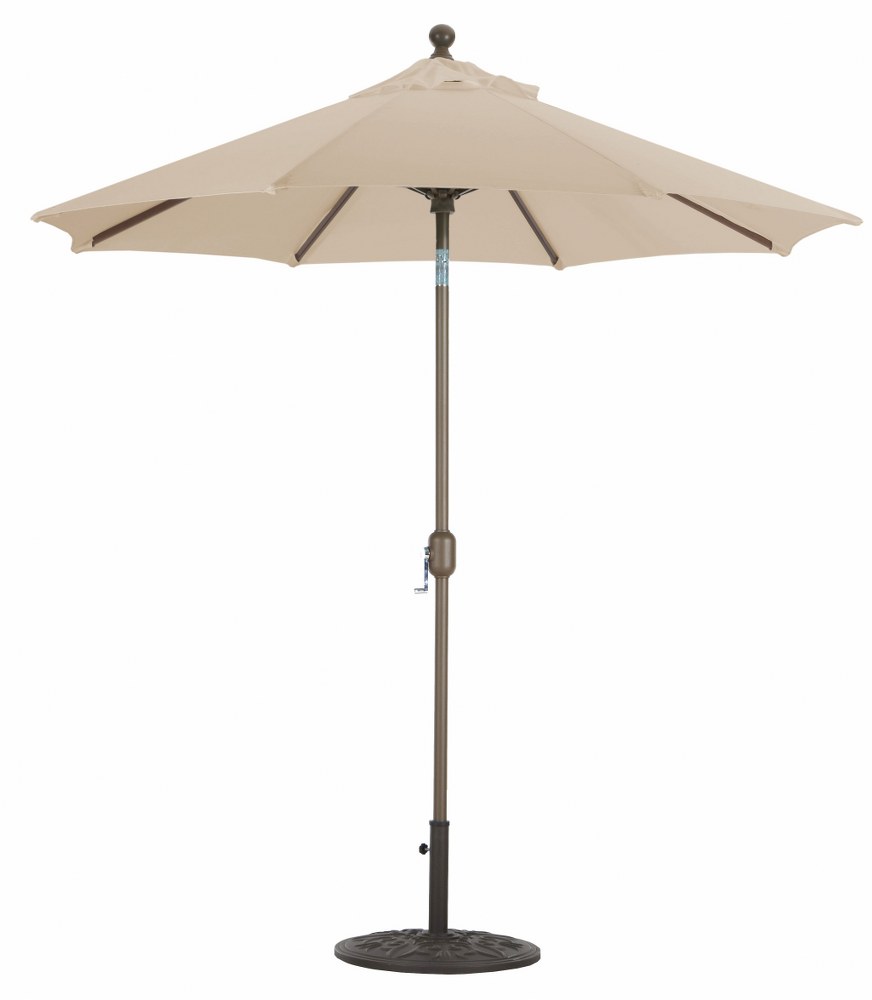 Galtech International-727SR72-Deluxe Auto Tilt - 7.5 Round Umbrella Sunbrella Solid Colors Camel Sunbrella Solid Colors - Quick Ship