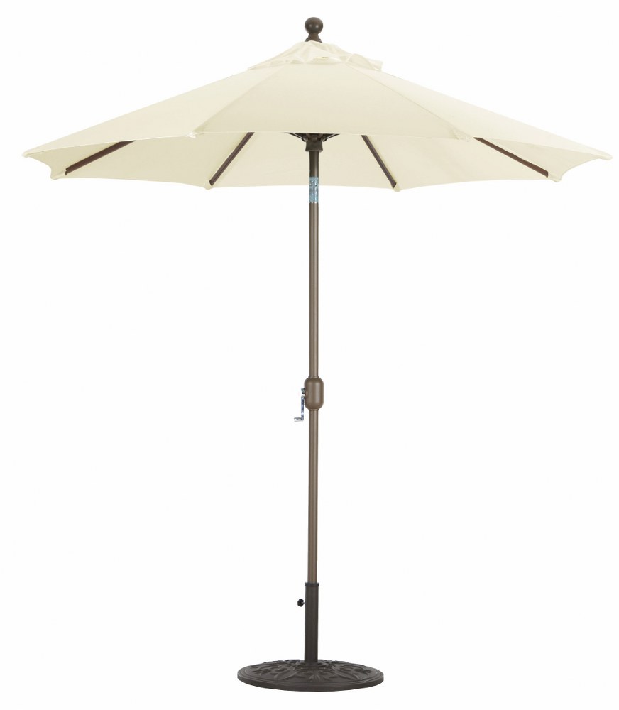 Galtech International-727AB78-Deluxe Auto Tilt - 7.5 Round Umbrella Sunbrella Solid Colors Vellum Sunbrella Solid Colors - Quick Ship