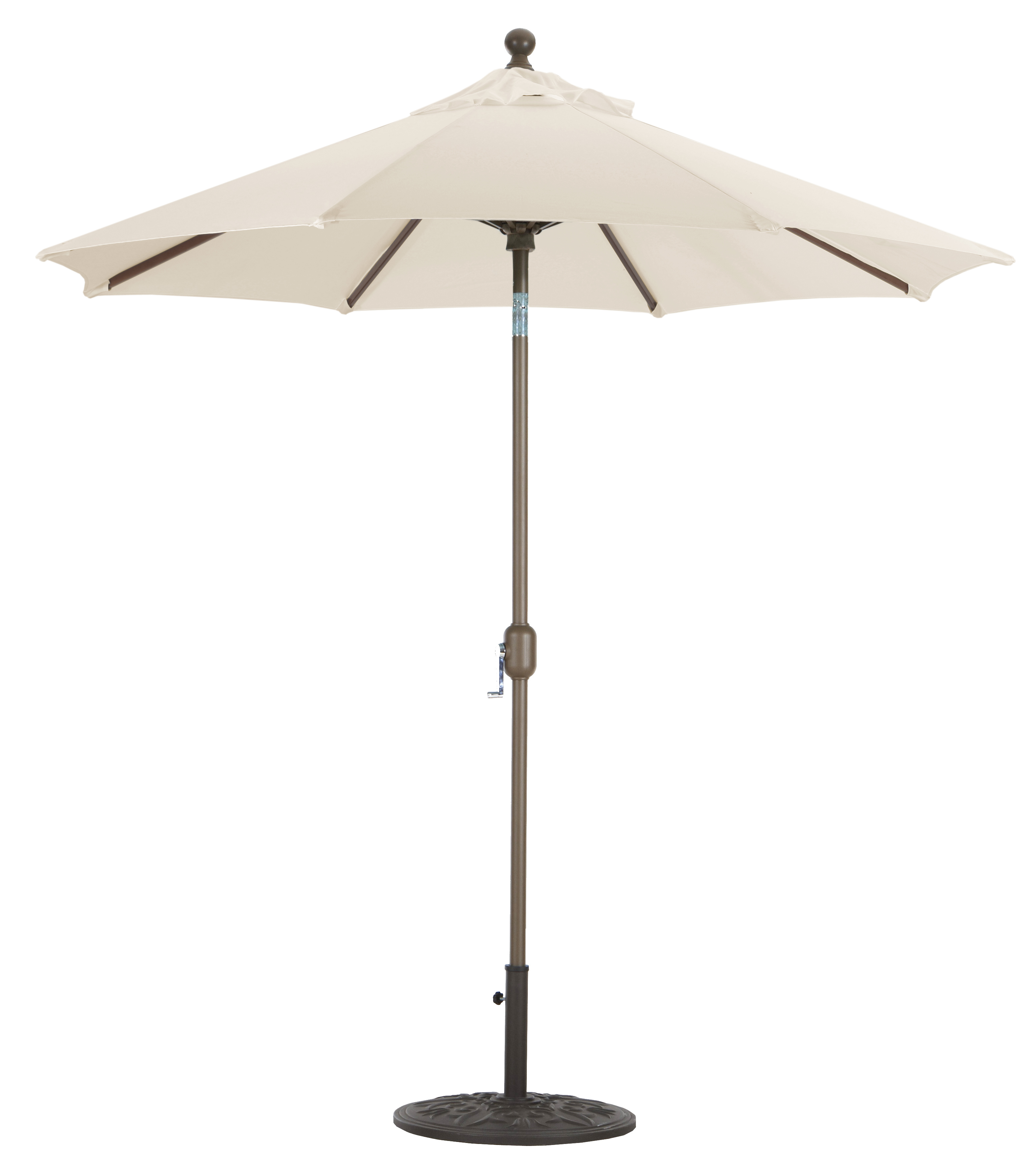 Galtech International-727bk42-Deluxe Auto Tilt - 7.5 Round Umbrella Sunbrella Solid Colors Flax Sunbrella Solid Colors - Quick Ship