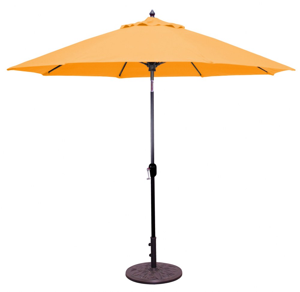 Galtech International-736mb35-9 Standard Auto Tilt Octagonal Umbrella 35: Mandarin Orange MB: Bronze Suncrylic - Quick Ship
