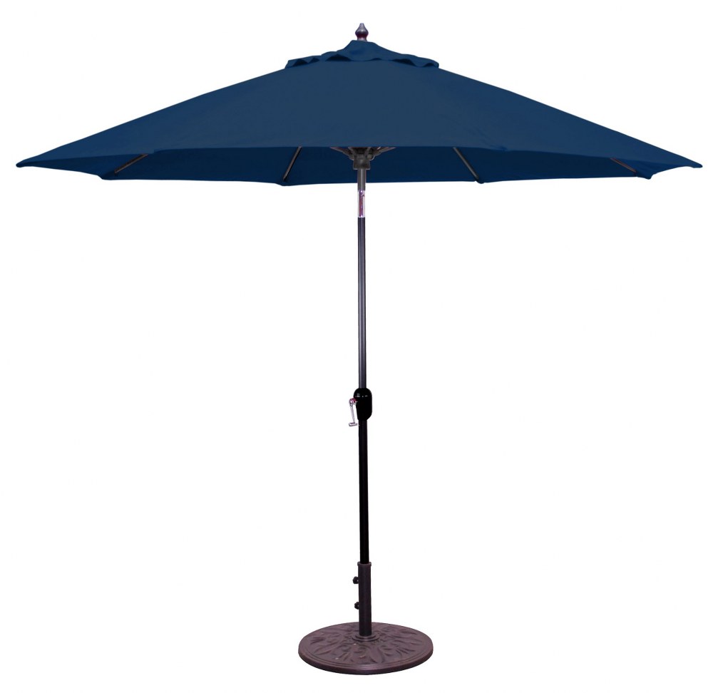 Galtech International-736bk58-9 Standard Auto Tilt Octagonal Umbrella Sunbrella Best Sellers Navy Sunbrella Patterns - Quick Ship