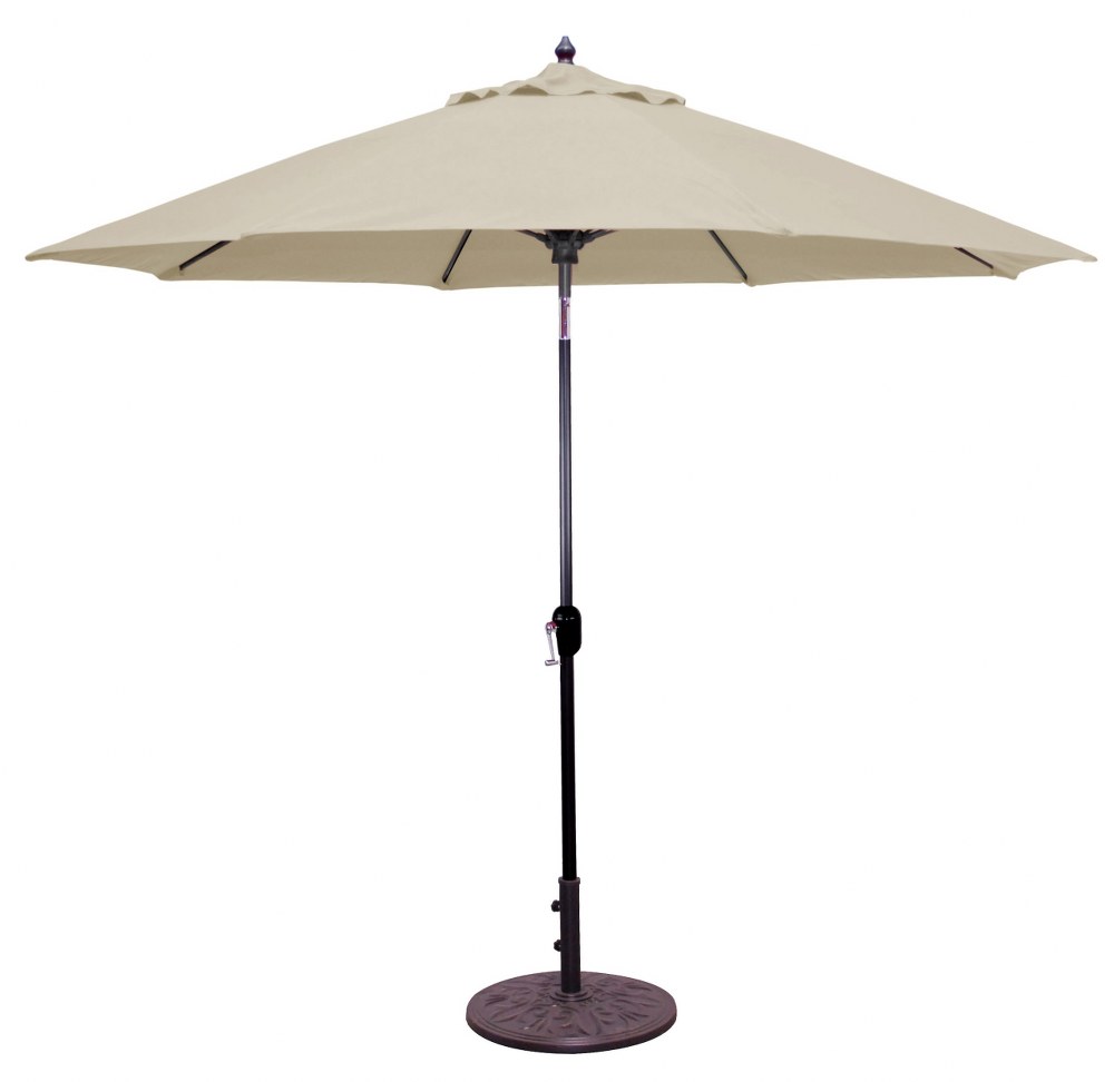 Galtech International-736bk59-9 Standard Auto Tilt Octagonal Umbrella Sunbrella Solid Colors Antique Beige Sunbrella Patterns - Quick Ship