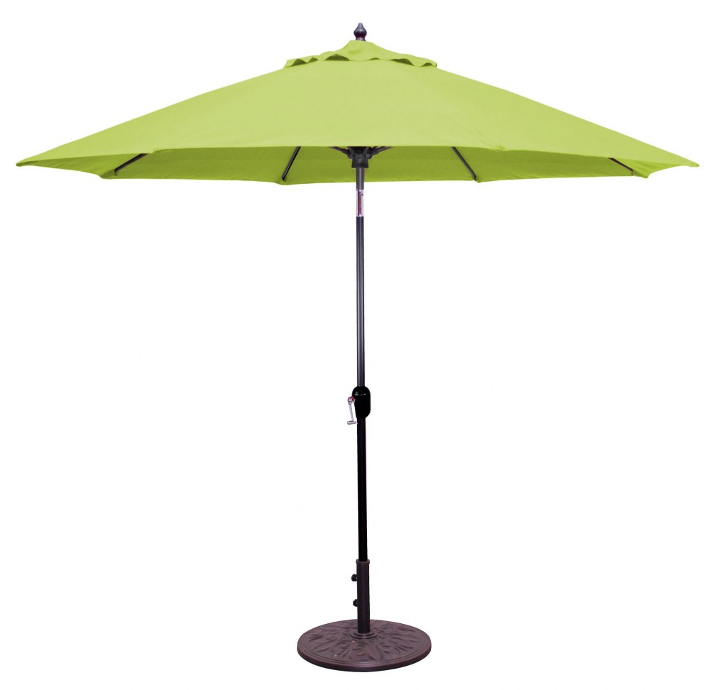 Galtech International-736bk61-9 Standard Auto Tilt Octagonal Umbrella Sunbrella Solid Colors Ginkgo Sunbrella Patterns - Quick Ship