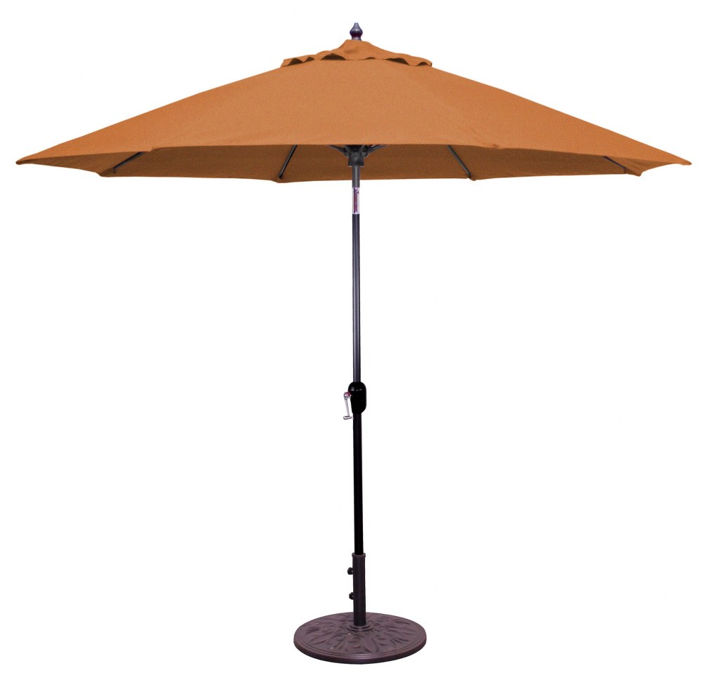 Galtech International-736bk65-9 Standard Auto Tilt Octagonal Umbrella Sunbrella Solid Colors Brick Sunbrella Patterns - Quick Ship