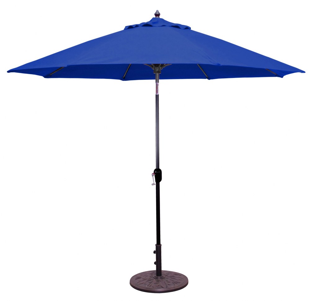 Galtech International-736mb73-9 Standard Auto Tilt Octagonal Umbrella Sunbrella Solid Colors True Blue Sunbrella Patterns - Quick Ship