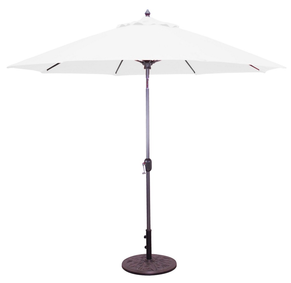 Galtech International-737SR54-9 Foot Deluxe Auto-Tilt Umbrella with Fabric Canopy Sunbrella Solid Colors Natural Sunbrella Patterns - Quick Ship