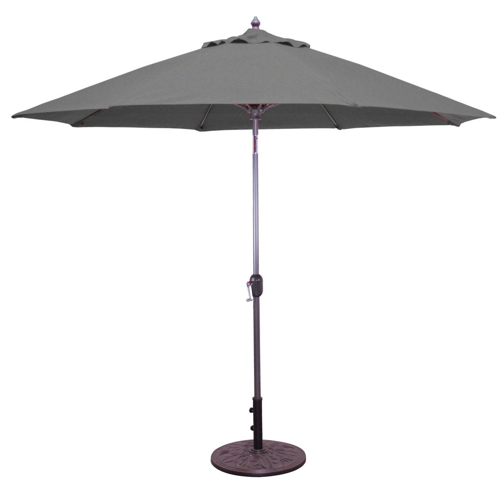 Galtech International-736w66-9 Standard Auto Tilt Octagonal Umbrella Sunbrella Solid Colors Coal Sunbrella Patterns - Quick Ship