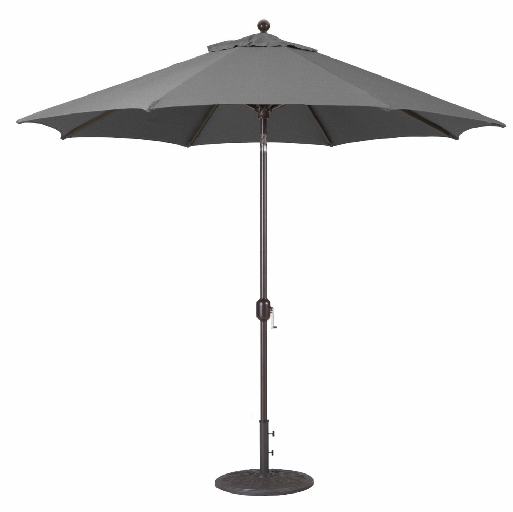 Galtech International-737w66-9 Foot Deluxe Auto-Tilt Umbrella with Fabric Canopy Sunbrella Solid Colors Coal Sunbrella Patterns - Quick Ship