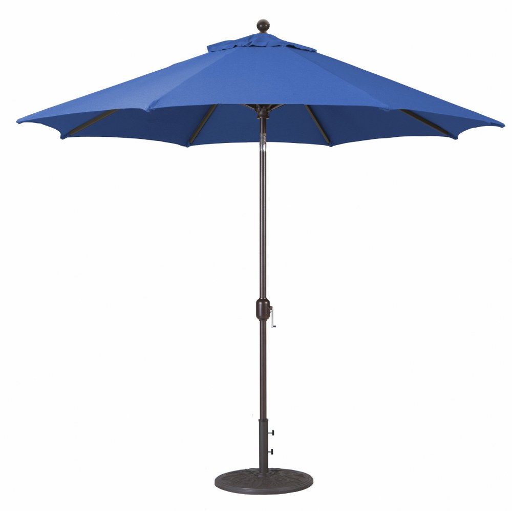 Galtech International-737AB73-9 Foot Deluxe Auto-Tilt Umbrella with Fabric Canopy Sunbrella Solid Colors True Blue Sunbrella Patterns - Quick Ship