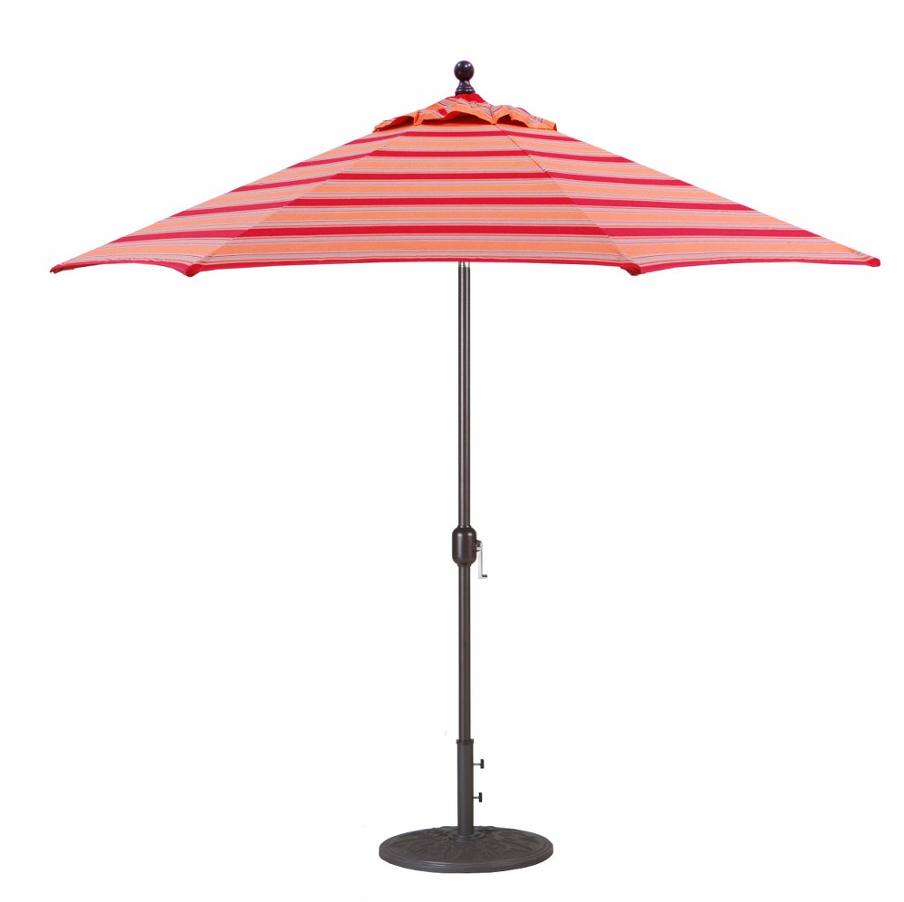 Galtech International-737SR81-9 Foot Deluxe Auto-Tilt Umbrella with Fabric Canopy Sunbrella Patterns Bravada Salsa Sunbrella Patterns - Quick Ship