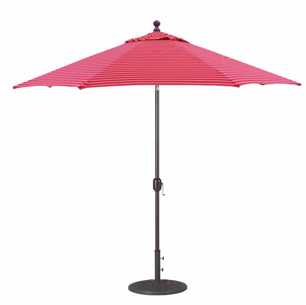 Galtech International-737SR86-9 Foot Deluxe Auto-Tilt Umbrella with Fabric Canopy Sunbrella Patterns Harwood Crimson Sunbrella Patterns - Quick Ship