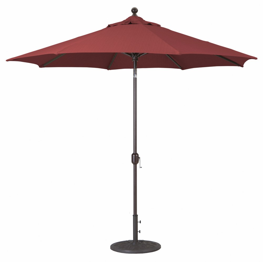 Galtech International-737SR94-9 Foot Deluxe Auto-Tilt Umbrella with Fabric Canopy Sunbrella Patterns Crimson Dupione Sunbrella Patterns - Quick Ship