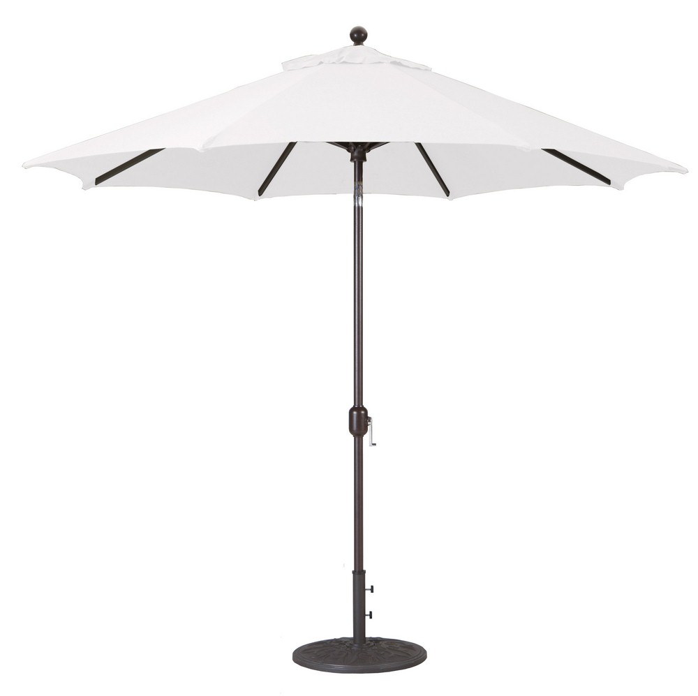 Galtech International-737SR24-9 Foot Deluxe Auto-Tilt Umbrella with Fabric Canopy Suncrylic White Sunbrella Patterns - Quick Ship