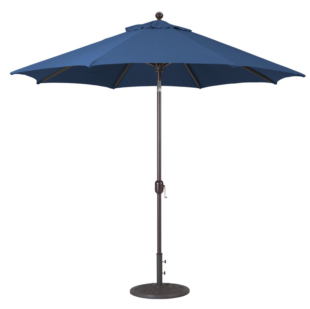 Galtech International-737SR28-9 Foot Deluxe Auto-Tilt Umbrella with Fabric Canopy Suncrylic Navy Sunbrella Patterns - Quick Ship