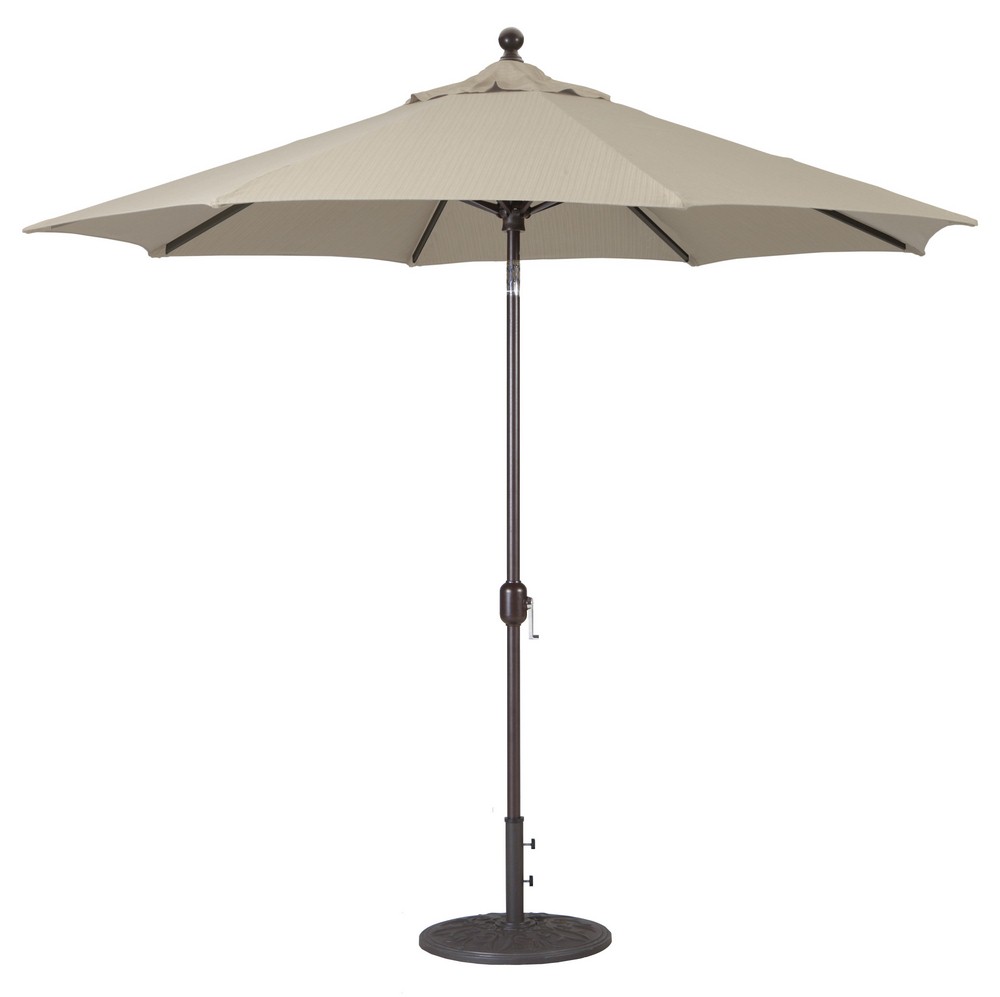 Galtech International-737SR97-9 Foot Deluxe Auto-Tilt Umbrella with Fabric Canopy Sunbrella Patterns Sand Dupione Sunbrella Patterns - Quick Ship