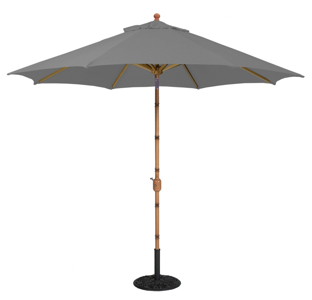 Galtech International-738jv66-9 Driftwood Auto Tilt Octagonal Umbrella Sunbrella Solid Colors Coal Sunbrella Patterns - Quick Ship