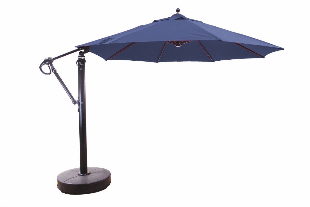 Galtech International-887bk58-Cantilever - 11 Round Easy Lift and Tilt Umbrella Sunbrella Solid Colors Navy Sunbrella Solid Colors - Quick Ship