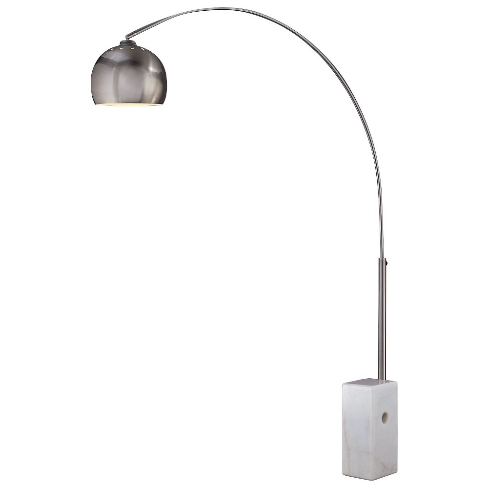 George Kovacs Lighting-P054-084-Georges Reading Room-One Light Arc Floor Lamp-9 Inches Wide by 72.5 Inches Tall   Brushed Nickel Finish with Metal Shade