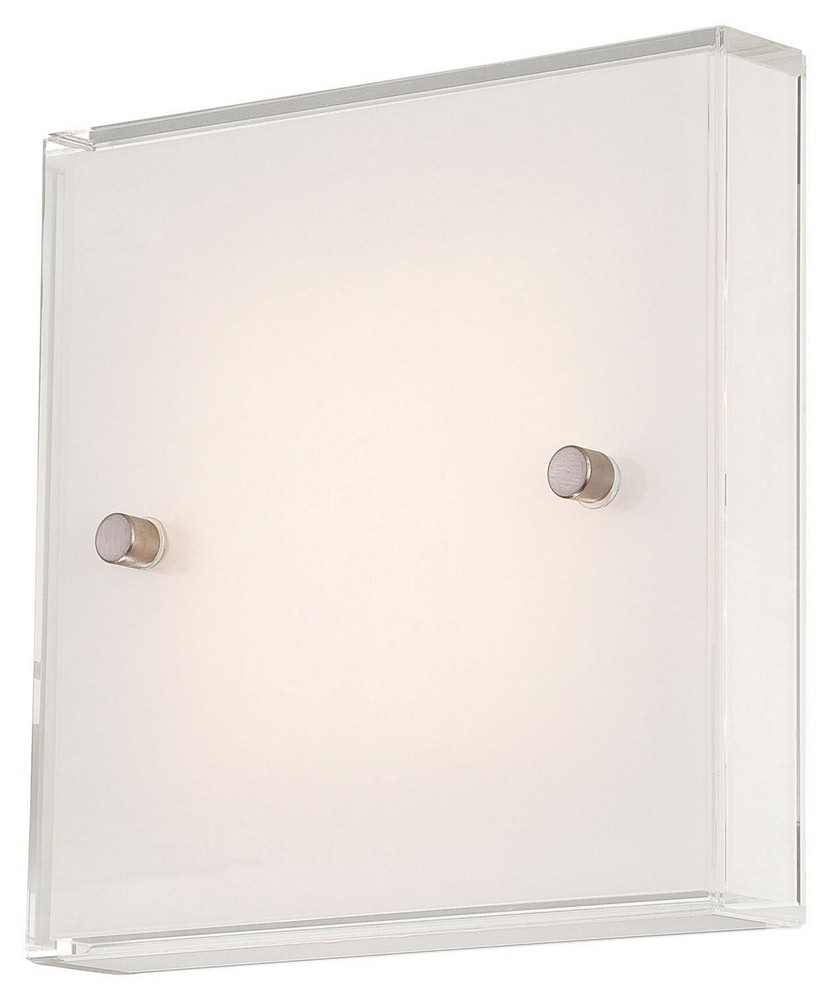George Kovacs Lighting-P1141-084-L-12W 1 LED Wall Sconce in Contemporary Style-6.75 Inches Wide by 6.75 Inches Tall   Brushed Nickel Finish with Mitered White Glass