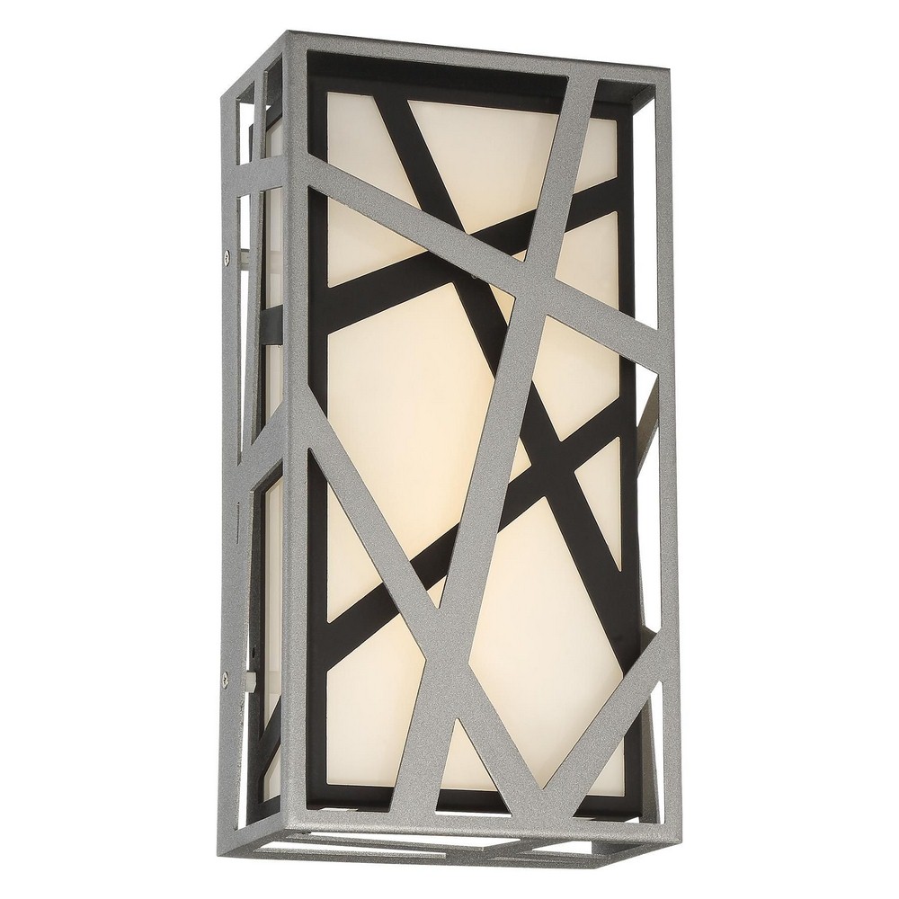 George Kovacs Lighting-P1147-658-L-Duvera-16W 1 LED Wall Sconce in Transitional Style-6.75 Inches Wide by 13 Inches Tall   Sand Silver/Sand Black Finish with Etched White Glass