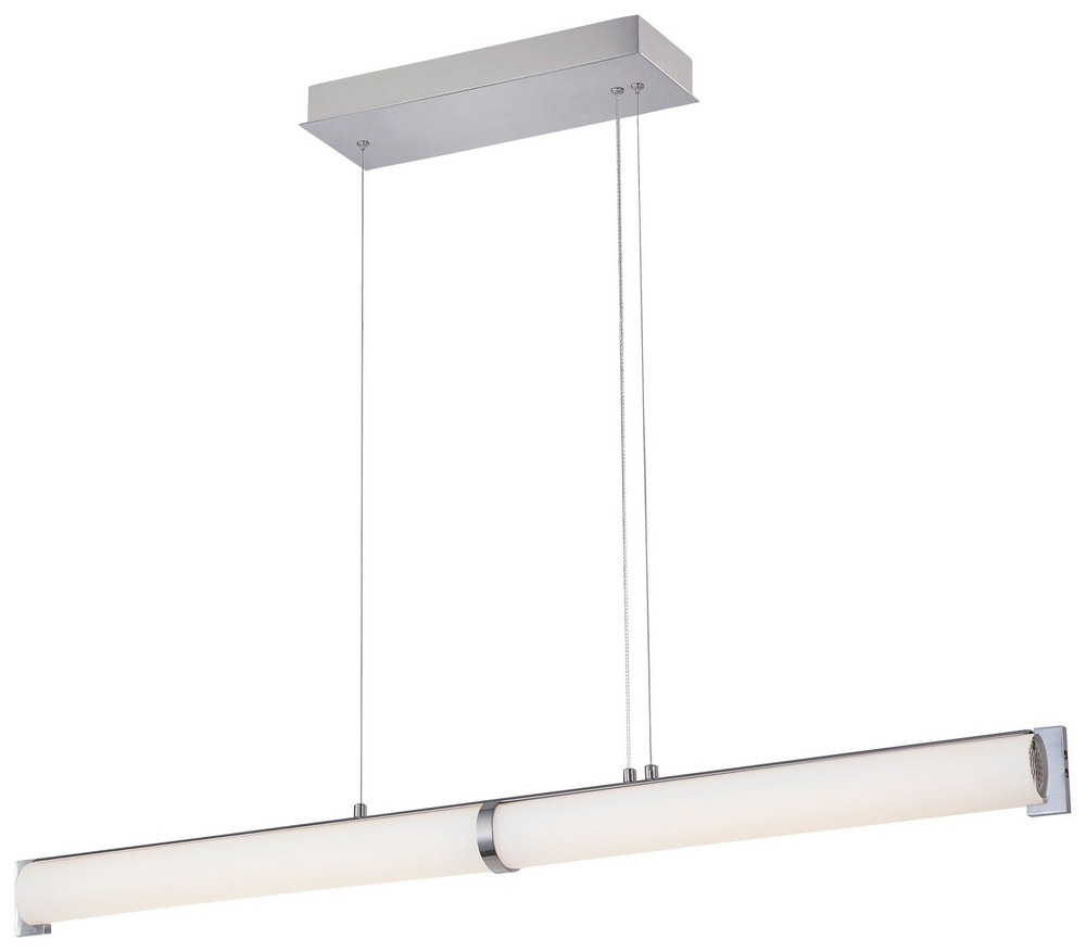George Kovacs Lighting-P1152-084-L-Tube-80W 2 LED Island in Contemporary Style-4.75 Inches Wide by 3.5 Inches Tall   Brushed Nickel Finish with Etched Opal White Glass