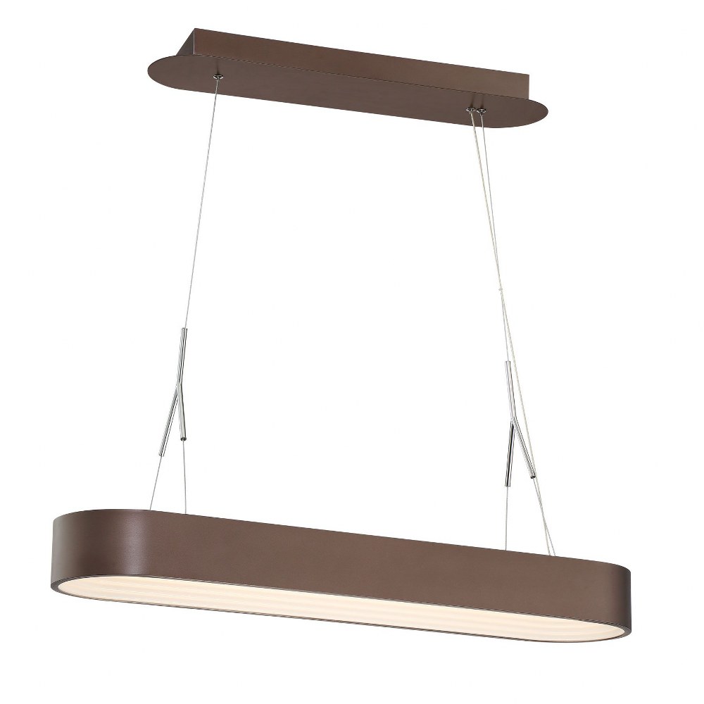 George Kovacs Lighting-P1170-617-L-Step Up-38W 1 LED Pendant-33.5 Inches Wide by 3.5 Inches Tall   Bronze Finish with White Glass