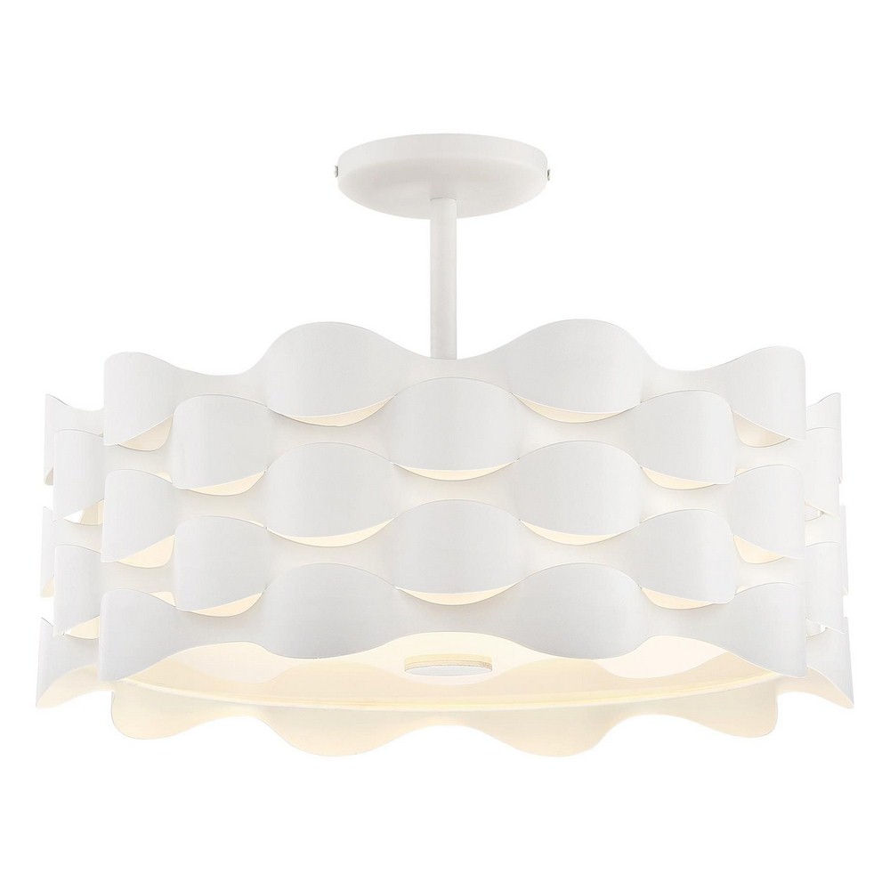 George Kovacs Lighting-P1302-655-L-Coastal Current-32W 1 LED Semi-Flush Mount in Contemporary Style-18 Inches Wide by 7.25 Inches Tall   Sand White Finish with White Fabric Shade