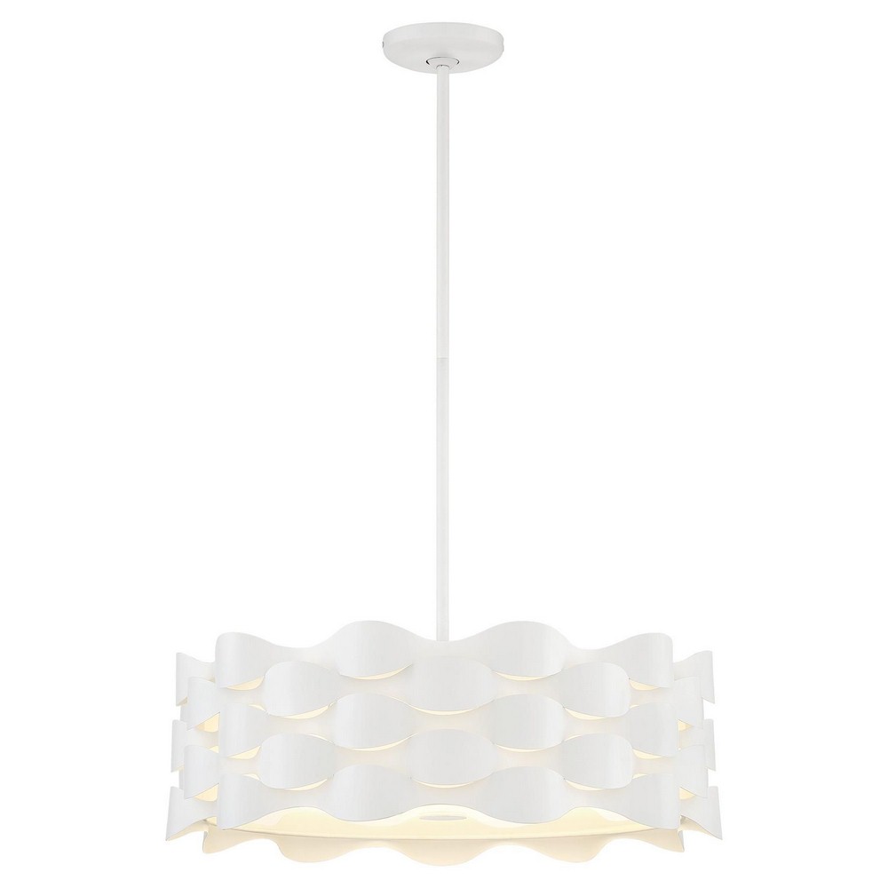 George Kovacs Lighting-P1304-655-L-Coastal Current - 21 Inch 52W 1 LED Pendant   Sand White Finish with White Linen Fabric Shade