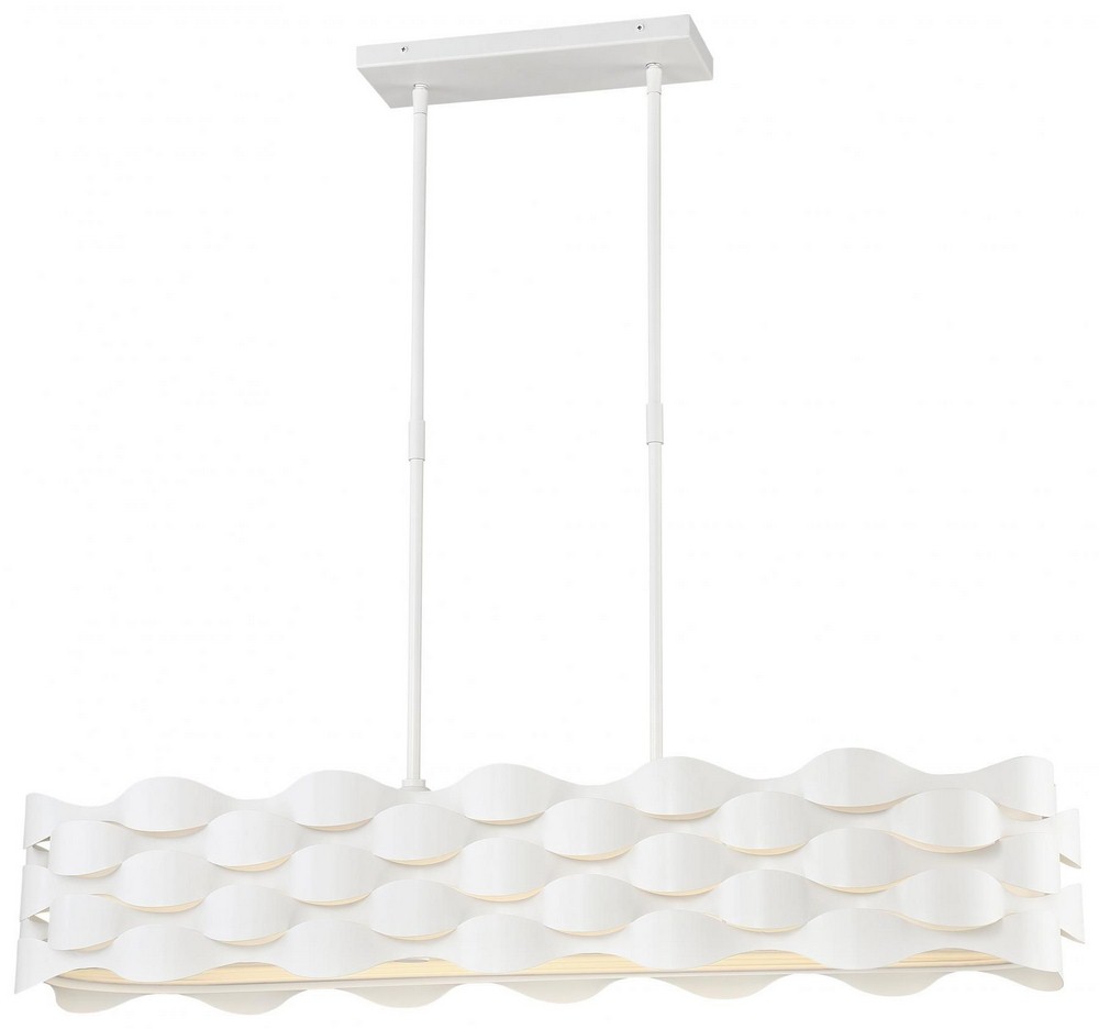 George Kovacs Lighting-P1306-655-L-Coastal Current-56W 1 LED Island in Contemporary Style-11 Inches Wide by 7.5 Inches Tall   Sand White Finish with White Linen Fabric Shade